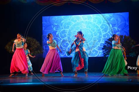 Image of Artists In Sri Krishna Attire Performing Dance On Stage-MP592150-Picxy