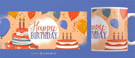 Happy Birthday Mug Design Vector Download