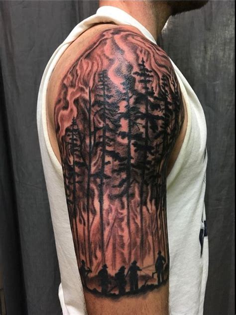 Side view of a forest fire half sleeve Carrie finished today. More ...