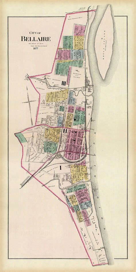 1877 Map of Bellaire Belmont County Ohio - Etsy | Vintage wall art, Old map, Historical maps