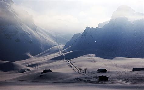 Graphy, Landscape, Nature, Winter, Snow, Cable Cars, House, Skiing, Ski Lifts, Ski Lift ...