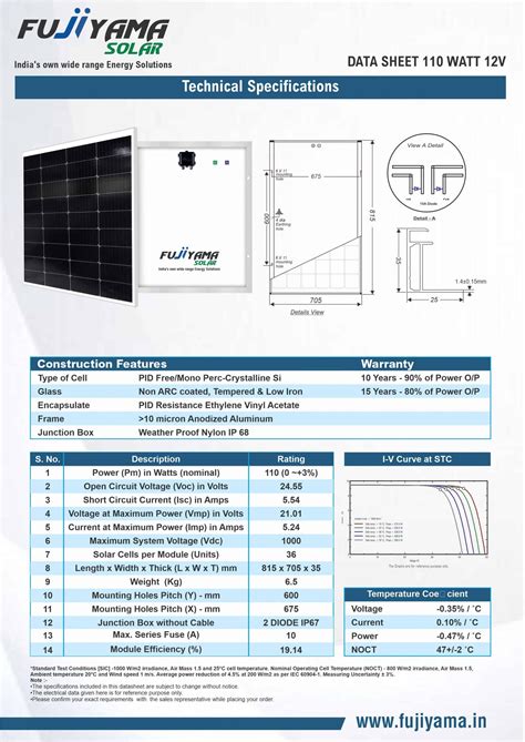 Solar Panel 100 Watt Mono Perc - Fujiyama Solar