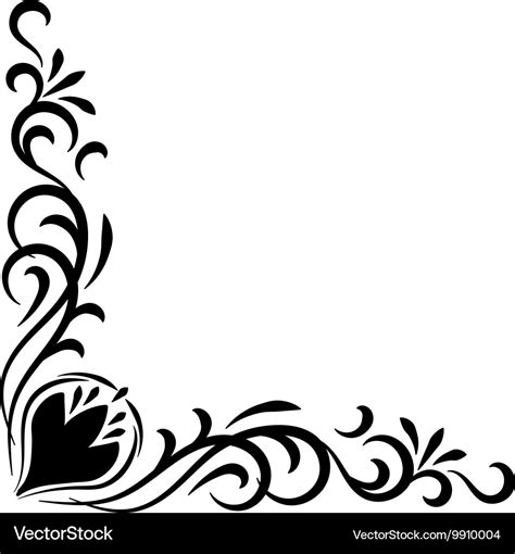 Doodle abstract handdrawn flower corner frame Vector Image