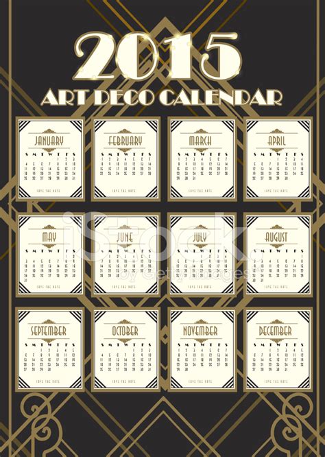 Art Deco Style Vintage 2015 Calendar Design Template Stock Vector - FreeImages.com