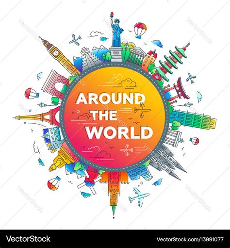 Around the world - flat design travel composition Vector Image