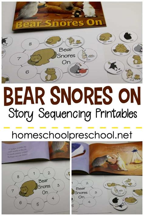 FREE Printable Bear Snores On Sequencing Cards