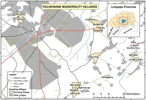 Map of Polokwane municipality showing selected villages for the study. | Download Scientific Diagram