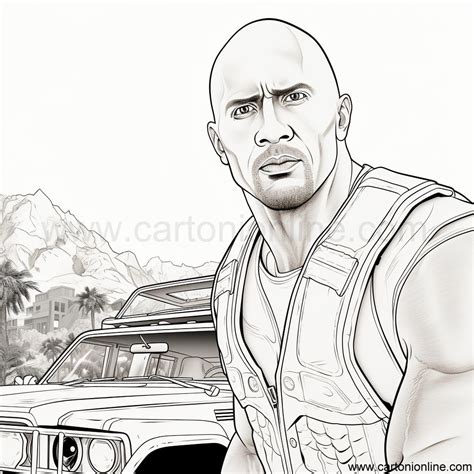 Kolorowanki Luke Hobbs (Dwayne Johnson) Fast and Furious