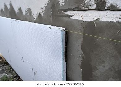 Installation Styrofoam Insulation Sheets On House Stock Photo ...