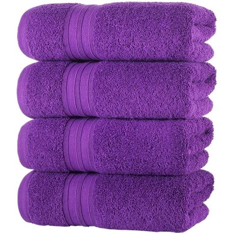 Hammam Linen Purple Hand Towels Set of 4 – Luxury Cotton Hand Towels for Bathroom – Soft Quick ...