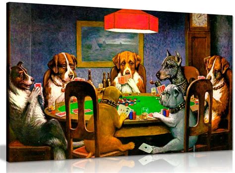 Pokers Dogs Playing Cards C. M. Coolidge Canvas - Panther Print