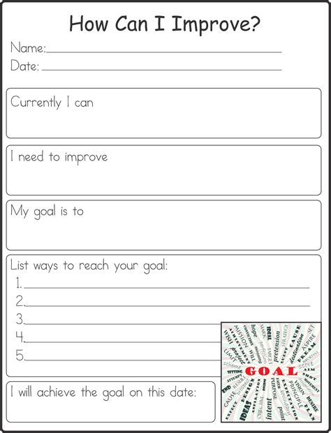 Self Improvement Worksheet - Your Therapy Source