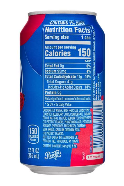 Pepsi Nutrition Label