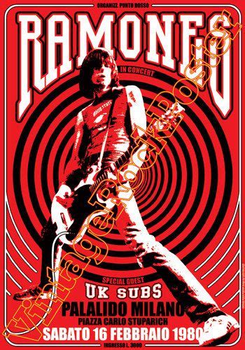 376 - RAMONES - Milano, Italy - 16 february 1980 - artistic concert poster Rock And Roll, Rock N ...