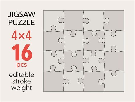 Premium Vector | Empty jigsaw puzzle grid template 4x4 shapes 16 pieces ...