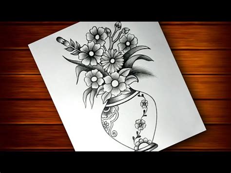 How To Draw A Flower Pot With Pencil Shading | Best Flower Site