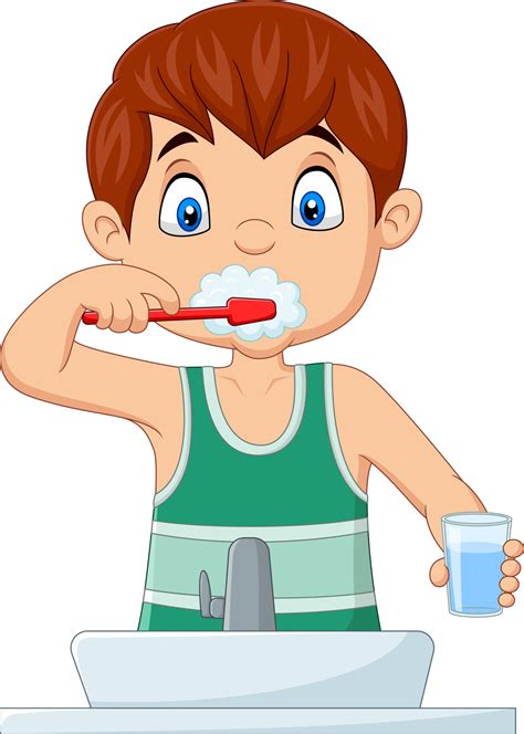 Cute little boy brushing teeth 5152080 Vector Art at Vecteezy