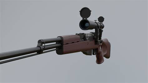 SKS 45 rifle with POSP-4 Scope 3D model | CGTrader