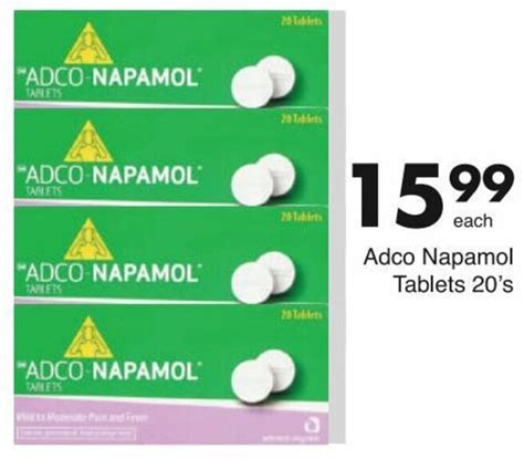 Adco Napamol Tablets 20's offer at Save