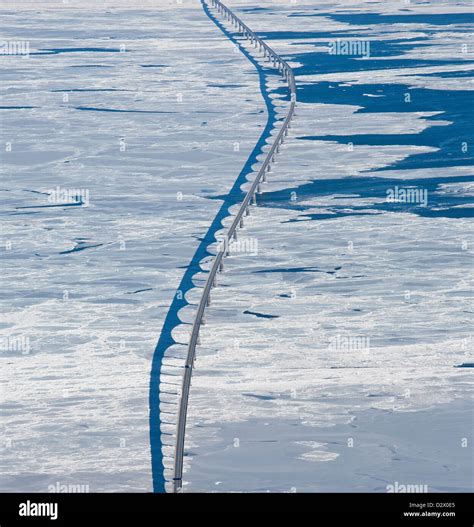 Aerial view of The Confederation Bridge and pack ice Stock Photo - Alamy