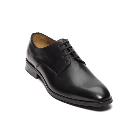 Tommy hilfiger Polished Leather Dress Shoe in Black for Men | Lyst