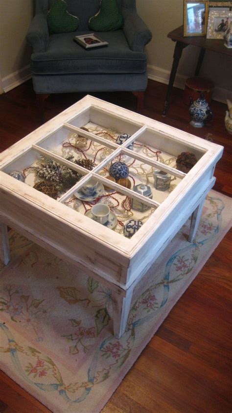 funny Shadow Box Ideas | Shadow Box Table, Window Table, Reclaimed Window Table, Shabby Chic ...