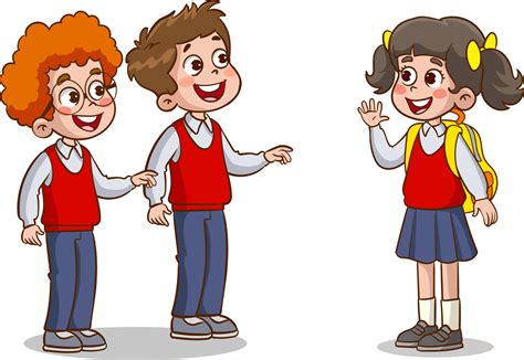 little kid say hello to friend and go to school together 13479816 Vector Art at Vecteezy