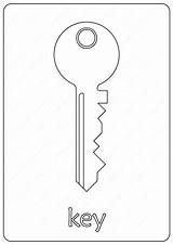 Key Coloring Page Printable Keys Pages Vectors sketch template