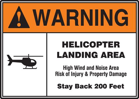 Helicopter Landing Area ANSI Warning Safety Sign MVTR301