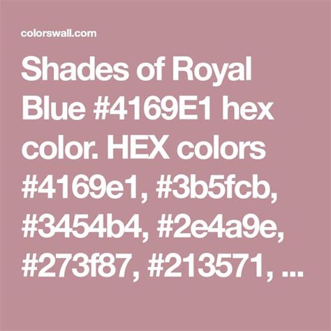 Shades of Royal Blue #4169E1 hex color. HEX colors #4169e1, #3b5fcb, #3454b4, #2e4a9e, #273f87 ...