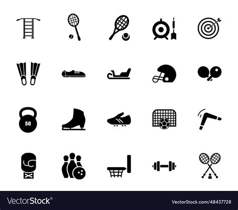 Sports equipment icon set Royalty Free Vector Image