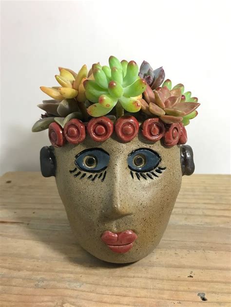 Face Pot Planter/ Succulent Pot/cacti Pot/ Handbuilt Stoneware | Etsy ...