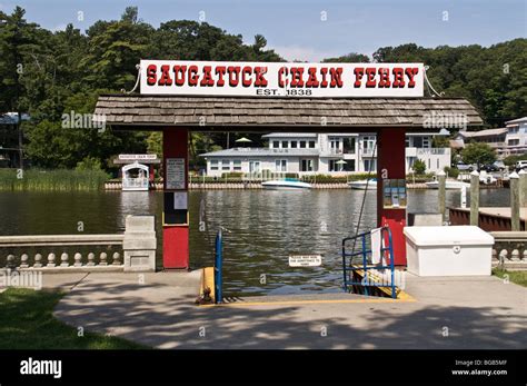 Saugatuck Chain Ferry dock. Michigan Stock Photo - Alamy