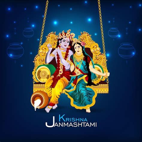 Premium Vector | Krishna janmashtami celebration background with vector ...