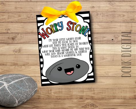 Worry Stone Tag student Gift Classroom Gift Teacher Printable First Day ...