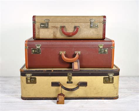 Vintage 1940's Luggage Set / Vintage Leather by HavenVintage