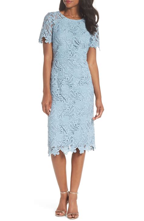 Cute light blue lace dress with short sleeves for a wedding guest #affiliate #weddingguest # ...