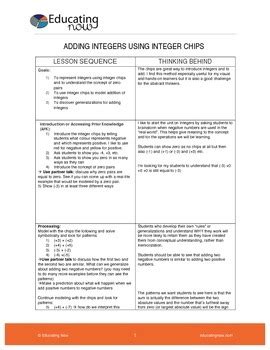 ADDING INTEGERS USING INTEGER CHIPS by Nikki at Educating Now | TpT