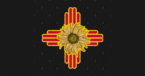 New Mexico Flag Zia Symbol Floral Nature SunFlower - Zia - Sticker | TeePublic