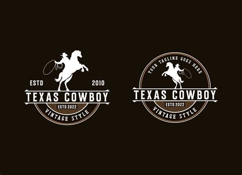 Vintage Cowboy Logo Design 22089599 Vector Art at Vecteezy