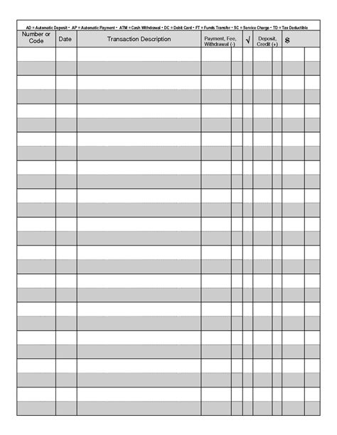 Free printable checkbook register template - dreamsvsa