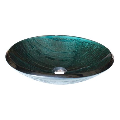 Eden Bath Teal Glass Vessel Oval Bathroom Sink at Lowes.com