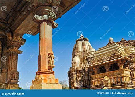 Sculptures of Kandariya Mahadeva Temple, Khajuraho, India Stock Photo ...