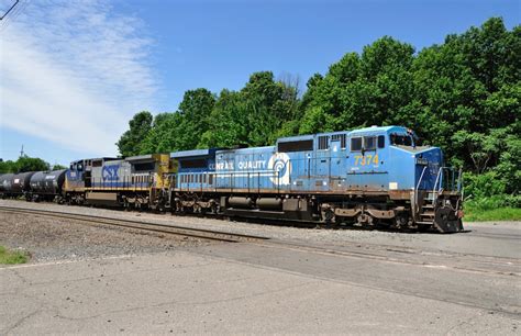 CSX locomotive consist noteworthy for its rare Blue paint - RailsEast.com