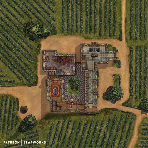 Country Vineyard - Ground Floor| Battlemap | 40x40 by BearworksHQ on ...