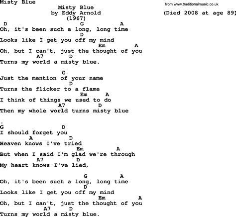 Misty Blue - Bluegrass lyrics with chords