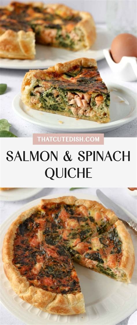 Salmon and Spinach Quiche (10-Minute Prep) - That Cute Dish!