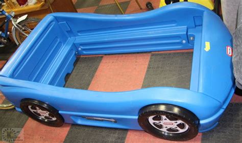 LITTLE TIKES BLUE RACING CAR BED FRAME