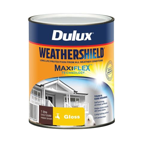 Dulux 1L Gloss Mission Brown Weathershield Exterior Paint - Bunnings Australia