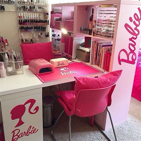 Barbie Vanity. How cute! | Home nail salon, Nail salon decor, Beauty ...